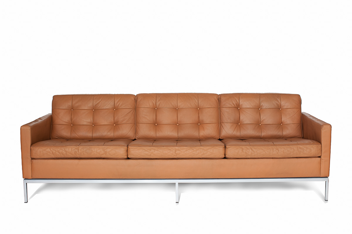 knoll cognac leather sofa
